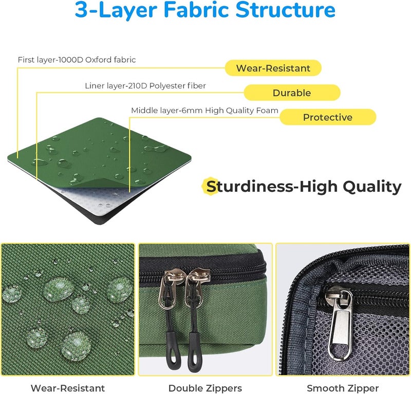 ECHSRT Pencil Case for Men Women, Large Pen Bag for Adults, Portable Pencil Pouch Aesthetic with Handle, Zipper Cases for Office Organizer Green Pencil Cases - Image 5